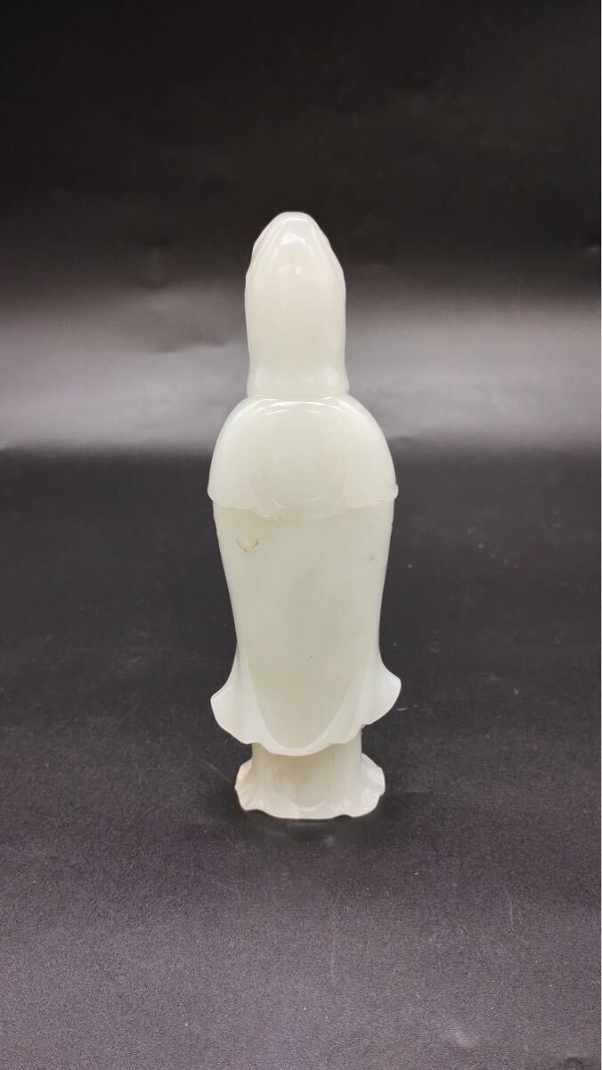 中国 古物 玉物 置物 時代物 観音像 東洋彫刻 白玉 明時代