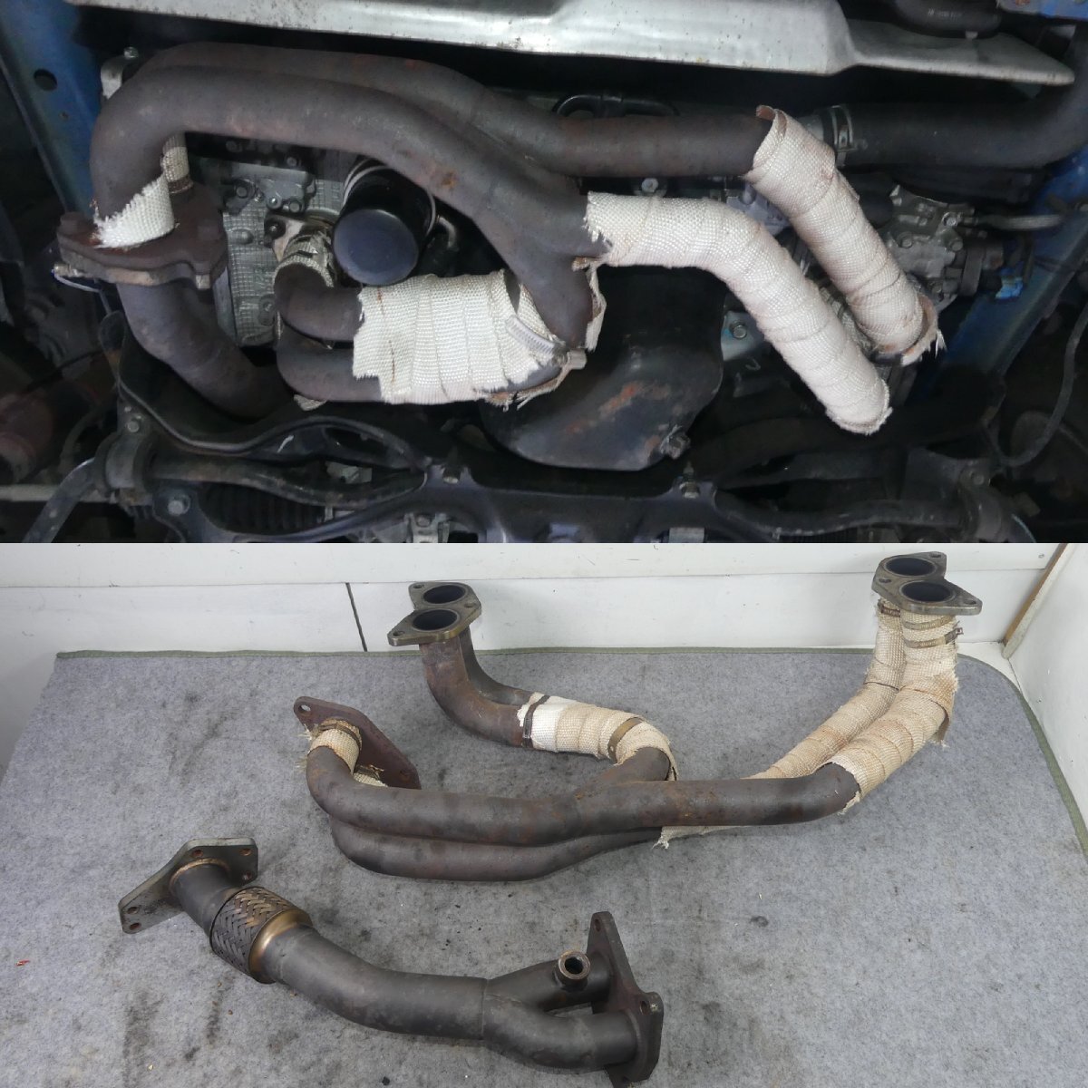 A9243 G スバル インプレッサ GRF STI EJ25 社外 等長(zhǎng) ステンレスエキゾーストマニホールド エキマニ タービンサポートパイプ セット GR GV