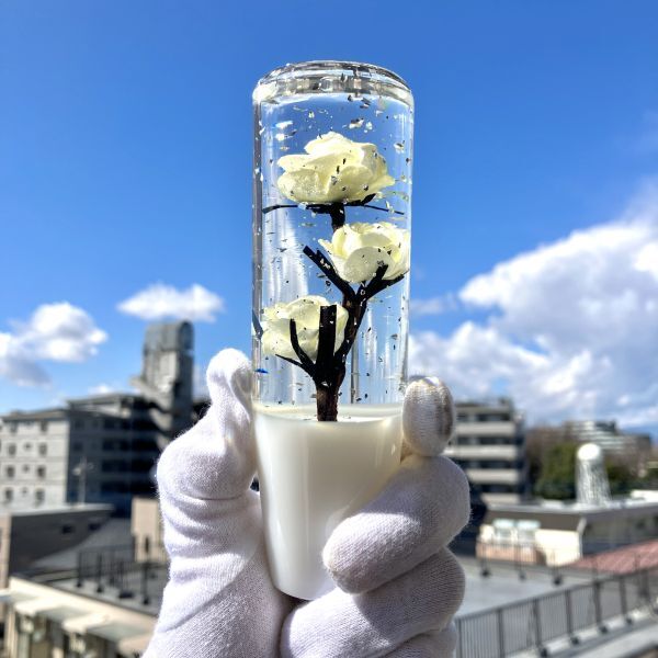 水中花 シフトノブ 薔薇 バラ ラメ 15cm 白 ホワイト デコトラ 舊車(chē) 街道レーサー ドリフト カスタム 軽トラ シフトノブ 延長(zhǎng) クリスタル