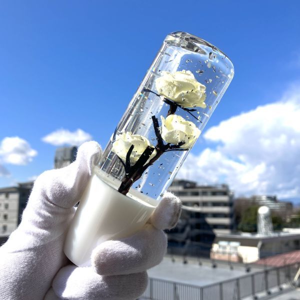 水中花 シフトノブ 薔薇 バラ ラメ 15cm 白 ホワイト デコトラ 舊車(chē) 街道レーサー ドリフト カスタム 軽トラ シフトノブ 延長(zhǎng) クリスタル