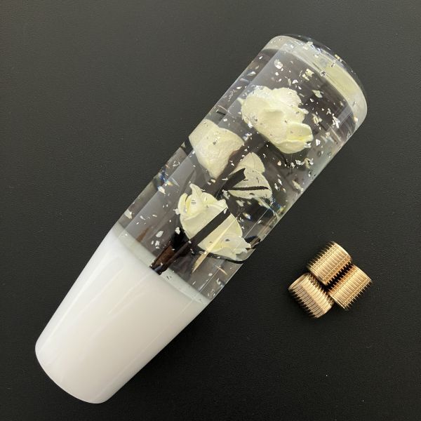 水中花 シフトノブ 薔薇 バラ ラメ 15cm 白 ホワイト デコトラ 舊車(chē) 街道レーサー ドリフト カスタム 軽トラ シフトノブ 延長(zhǎng) クリスタル
