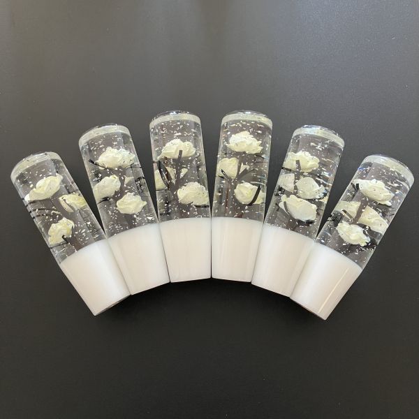 水中花 シフトノブ 薔薇 バラ ラメ 15cm 白 ホワイト デコトラ 舊車(chē) 街道レーサー ドリフト カスタム 軽トラ シフトノブ 延長(zhǎng) クリスタル