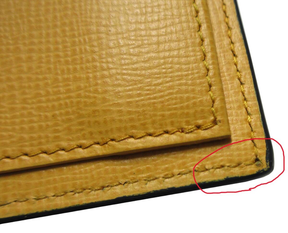 【訳アリ】ダンヒル dunhill 二つ折り財布/小銭入れ付 L2T732N ブルー/マスタードイエロー【訳アリ】內(nèi)側(cè)汚れアリ