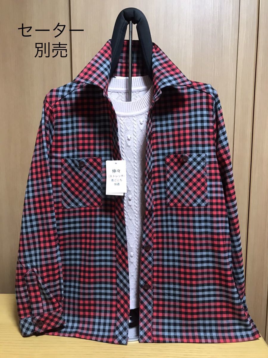 [新品] 激安・在庫処分　Lサイズ　婦人チェックシャツ　ミセスブラウス　レディースブラウス　チェック柄 8
