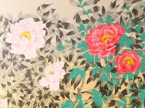 【流】中島千波 リトグラフ 「富貴花響艶」 189/285 HB083_画像2