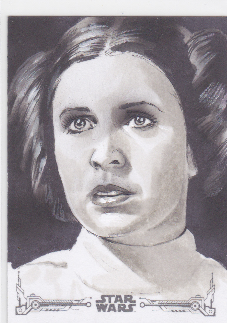 TOPPS STAR WARS BLACK & WHITE Princess Leia Sketch Card Art TOPPS STAR WARS BLACK & WHITE Princess Leia Sketch Card Art