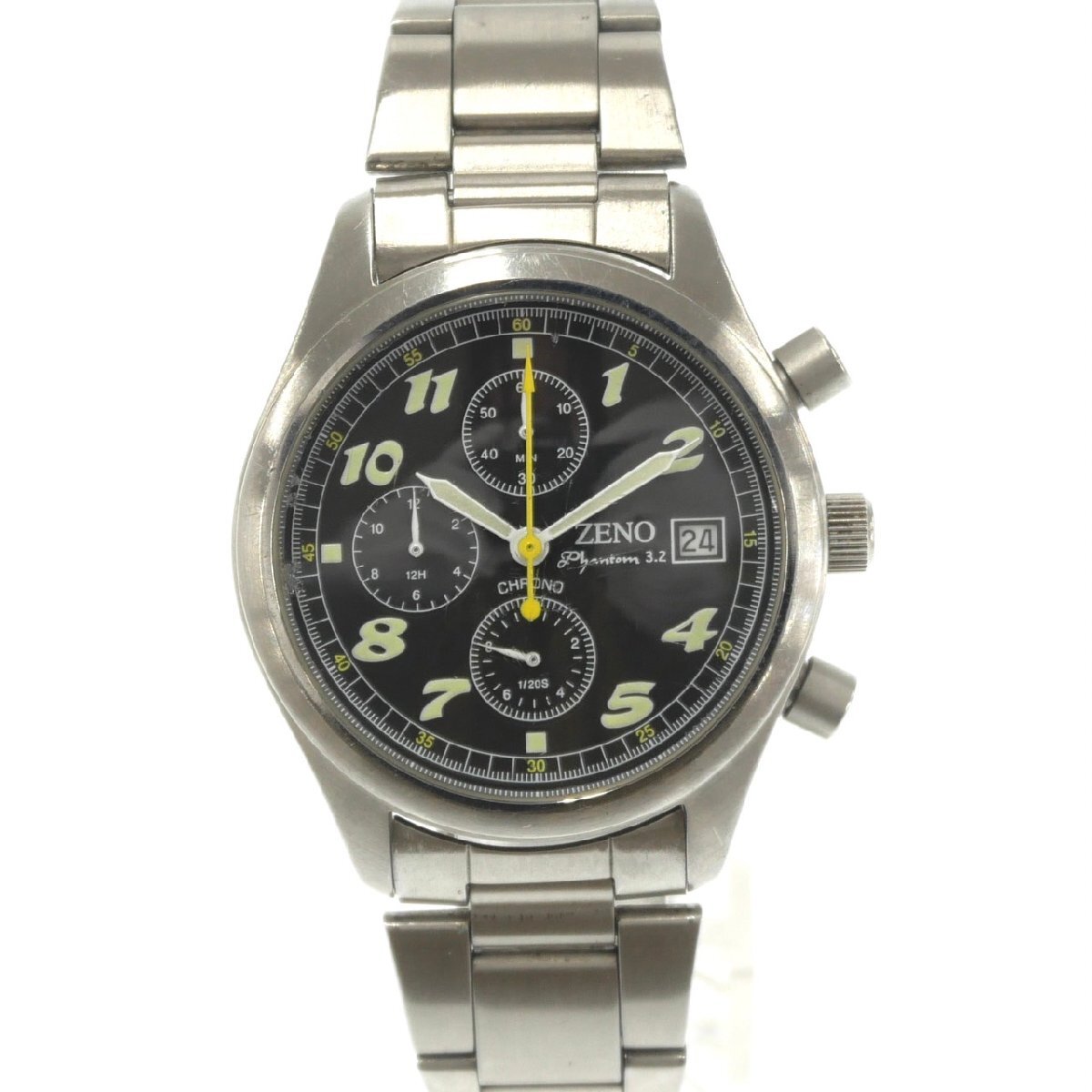 Zeno Wacth Phantom 3.2 クロノグラフ Yahoo!オークション - 1円スタート 稼働品 ZENO ゼノ Phantom