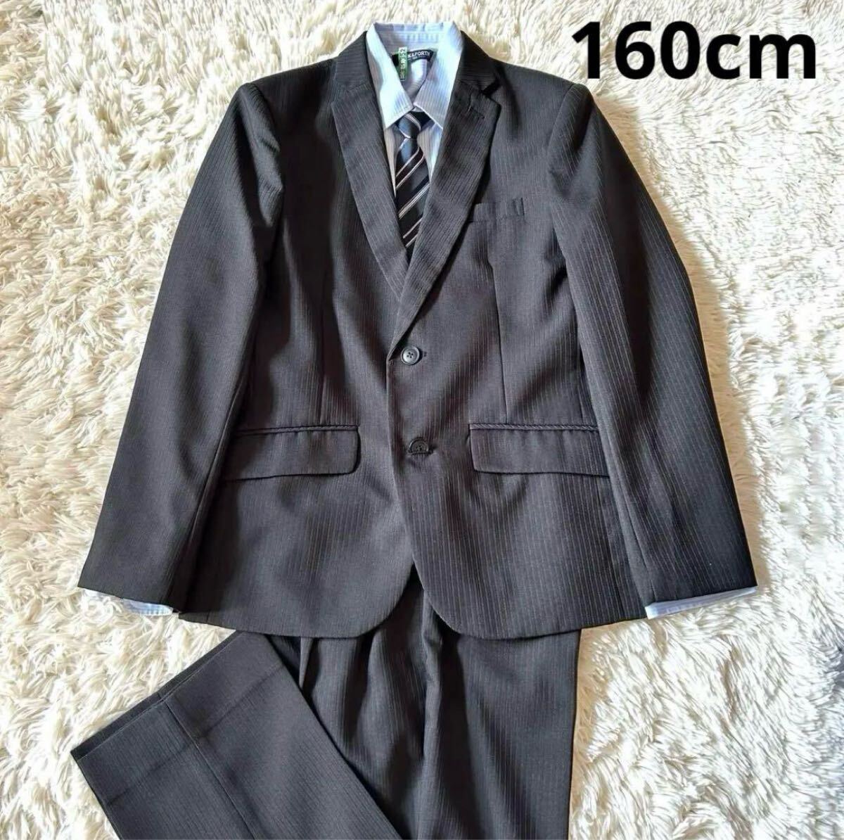 完成品 美品 BACK&FORTH キッズ フォーマルスーツ4点セット ストライプ 160cm 卒業式 入学式