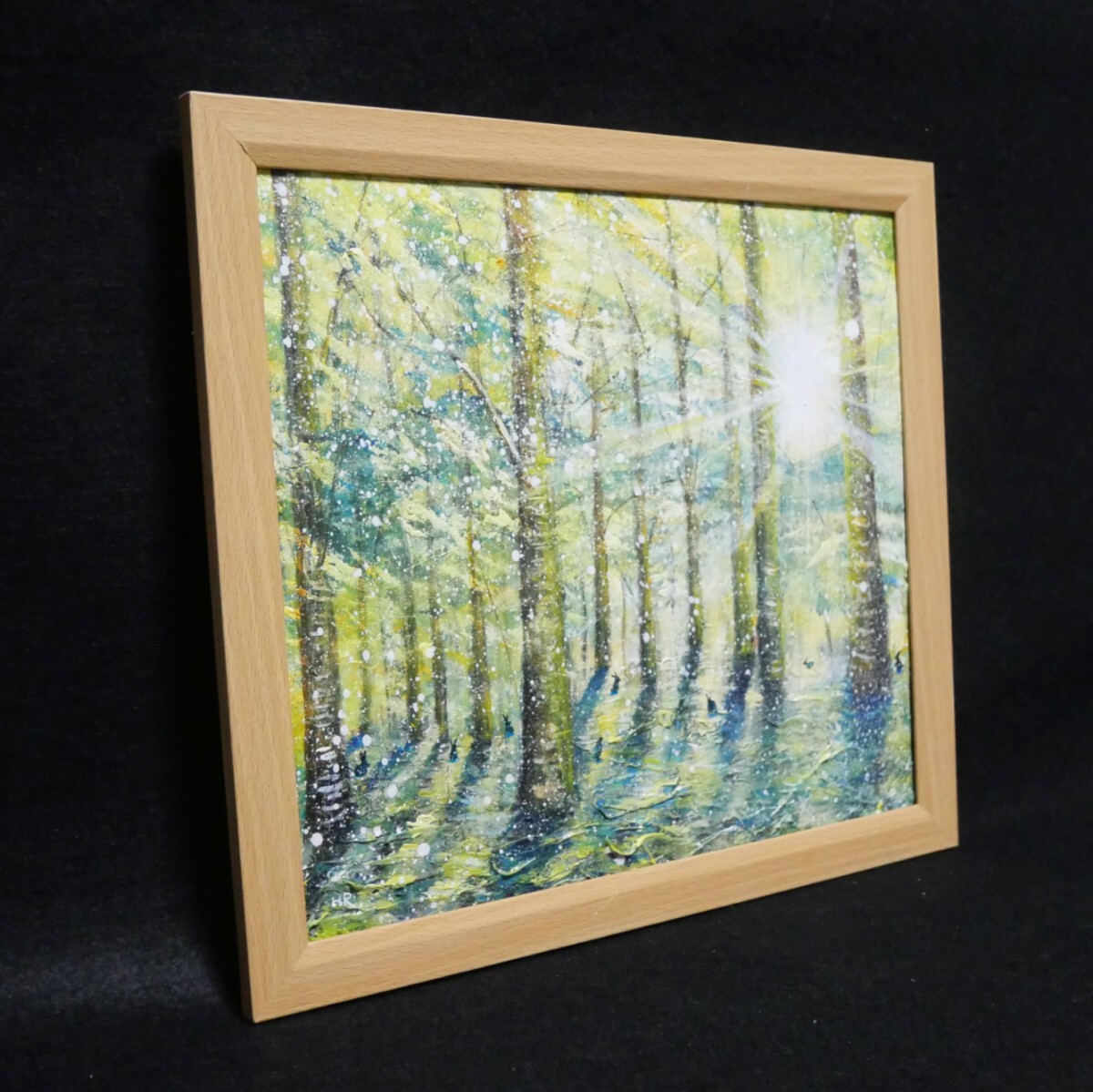 油絵 油彩 油彩画 絵 絵画 【雪の朝日小さいウサギ達】_画像6