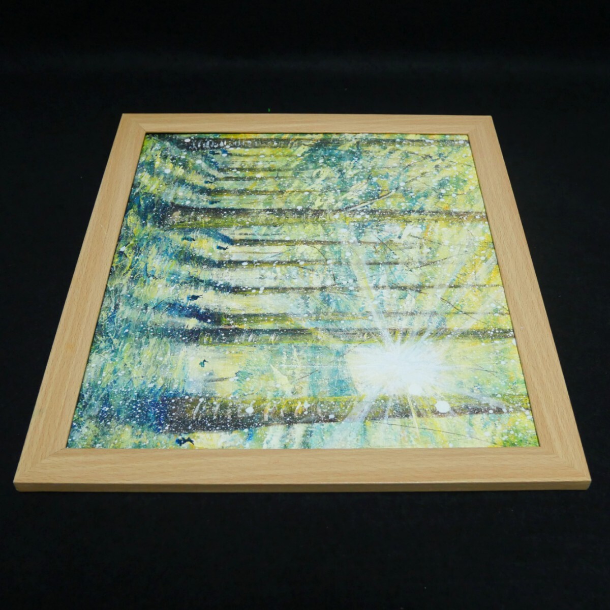 油絵 油彩 油彩画 絵 絵画 【雪の朝日小さいウサギ達】_画像7