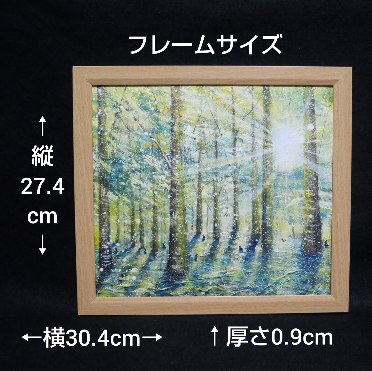 油絵 油彩 油彩画 絵 絵画 【雪の朝日小さいウサギ達】_画像10