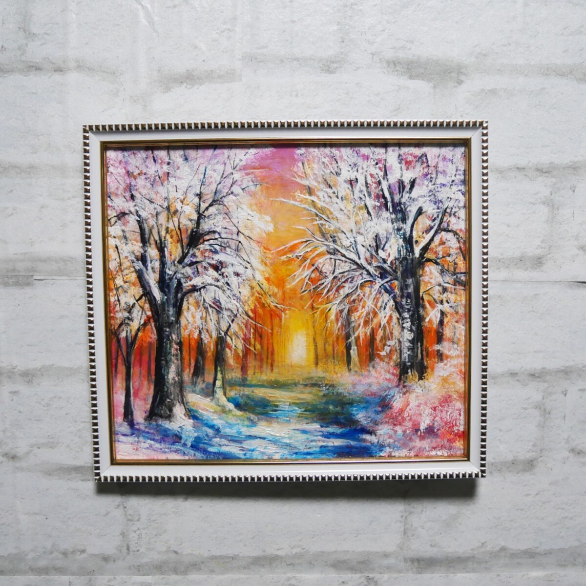 油絵 油彩 油彩画 絵 絵画【冬の夕陽】 油絵 油彩 油彩画 絵 絵画 【冬の夕陽】