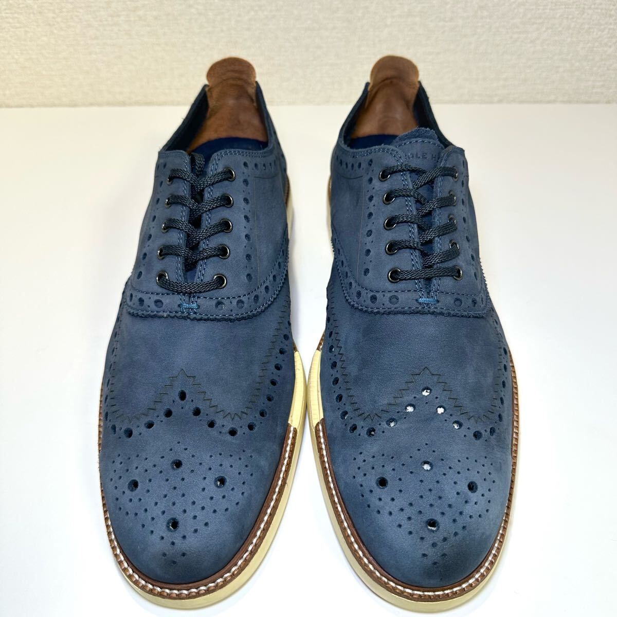 即決/美品/コールハーンCole Haan Men’s Size 9 M Blue Grand 360 Stitchlite Wingtip C32682/レザースニーカー/メンズ/スエード