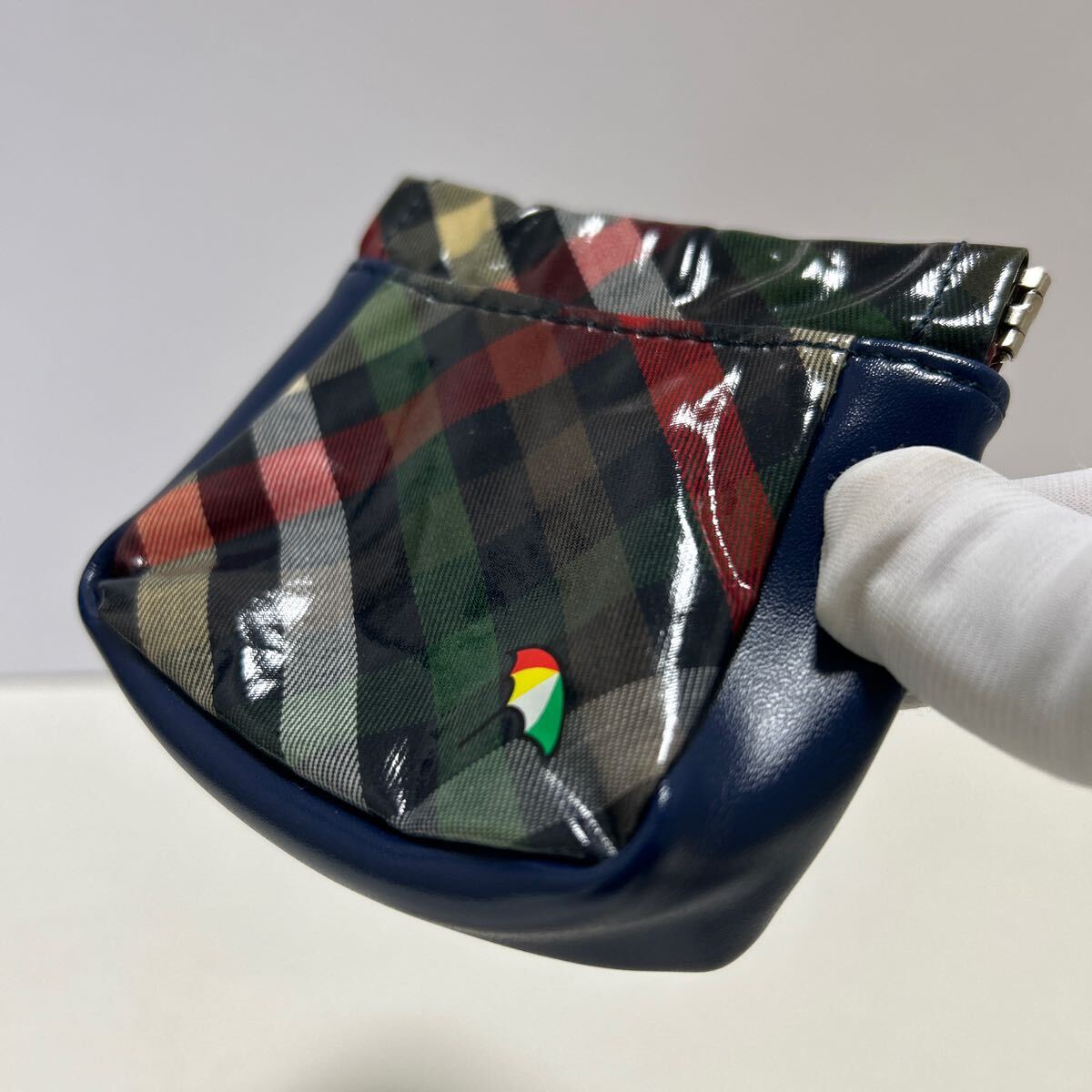 ◆Arnold Palmer アーノルドパーマー　2點セット◆　大容量 かぶせ 長財布 ＆ コインケース チェック柄×ブルー 【送料無料】0325