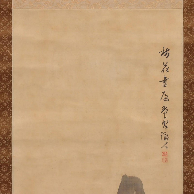 真作】小室翠雲 掛軸 絹本 肉筆 彩色 落款 印有 合箱 田崎草雲