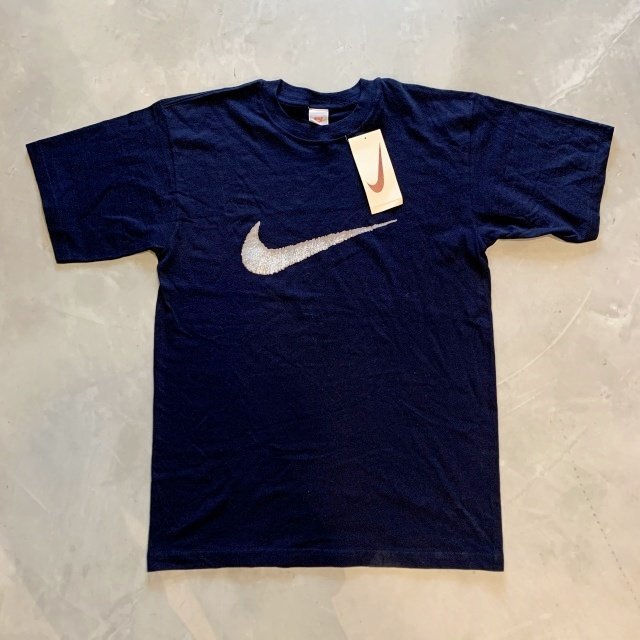 L】デッドストック 90s USA製 NIKE プリントTシャツ ネイビー 紺 L】デッドストック 90s USA製 NIKE プリントTシャツ ネイビー 紺