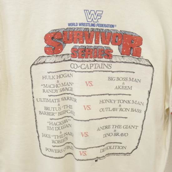 V388 80sビンテージ WWF 半袖リンガーTシャツ USA製□1980年代製 V388 80sビンテージ WWF 半袖リンガーTシャツ USA製□1980年代製