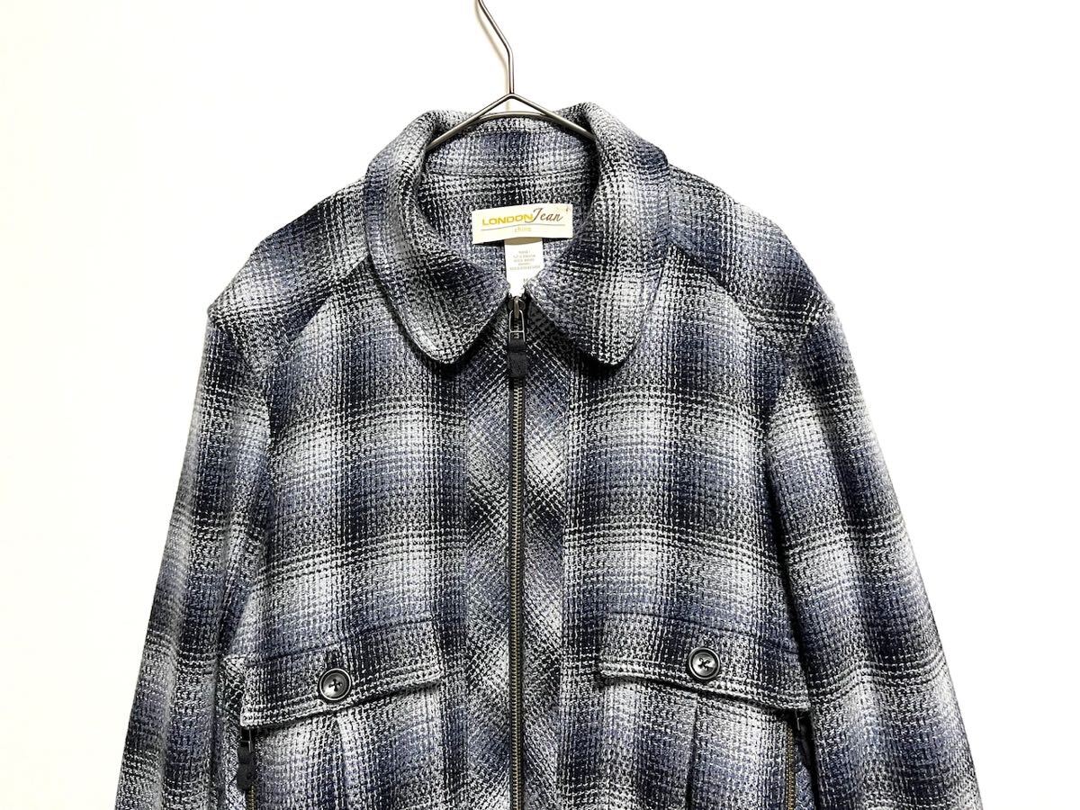2000's ombre check rayon mix short blouson _画像2