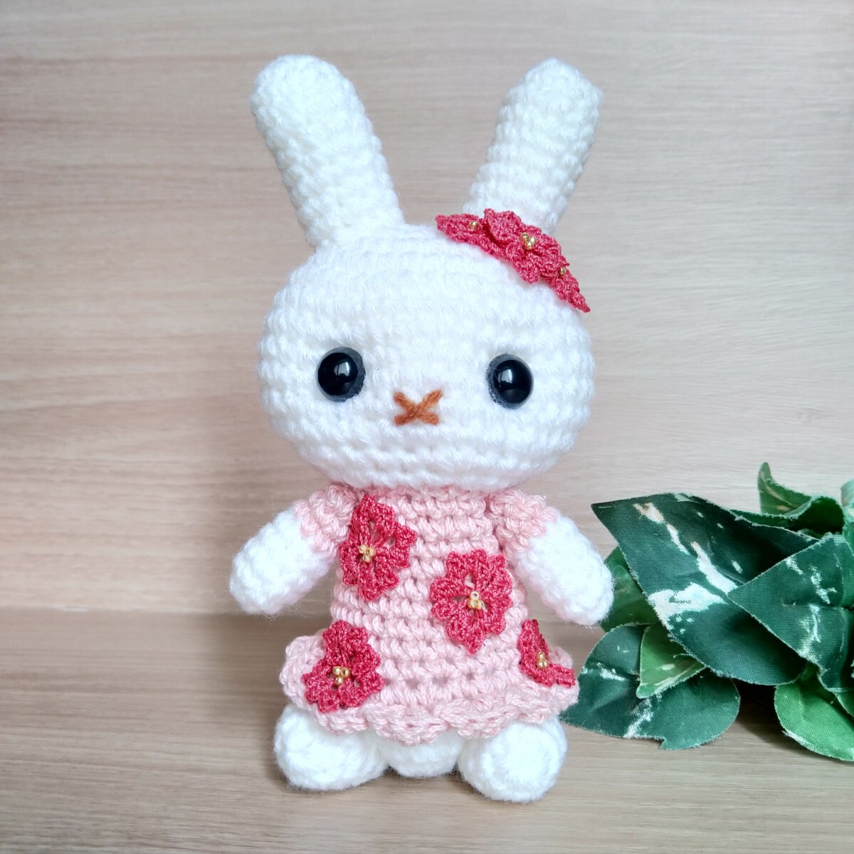 □Amy あみぐるみ ふわふわ17cm☆桜ワンピ白うさぎ 送料無料 □Amy あみぐるみ ふわふわ17cm☆桜ワンピ白うさぎ 送料無料