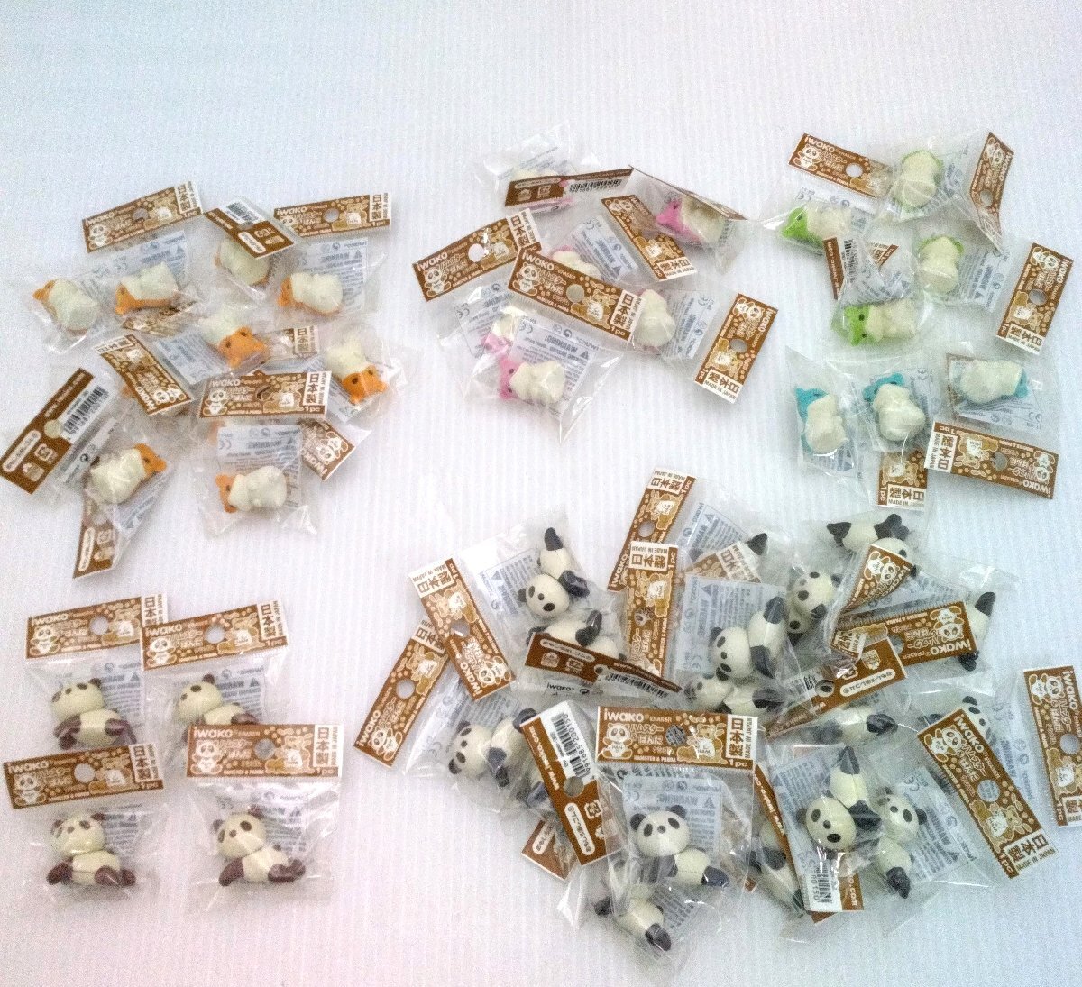 IWAKO ハムスターとパンダ 消しゴム 46個まとめ ケース入 日本製 景品 イベント イワコー おもしろ消しゴム どうぶつ 動物 道楽札幌_画像3