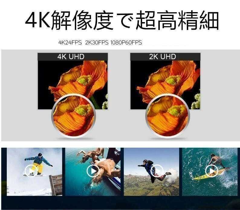 WiFi 防水 スポーツカメラ アクションカメラ 4kドライブレコーダー　ブルー　黒
