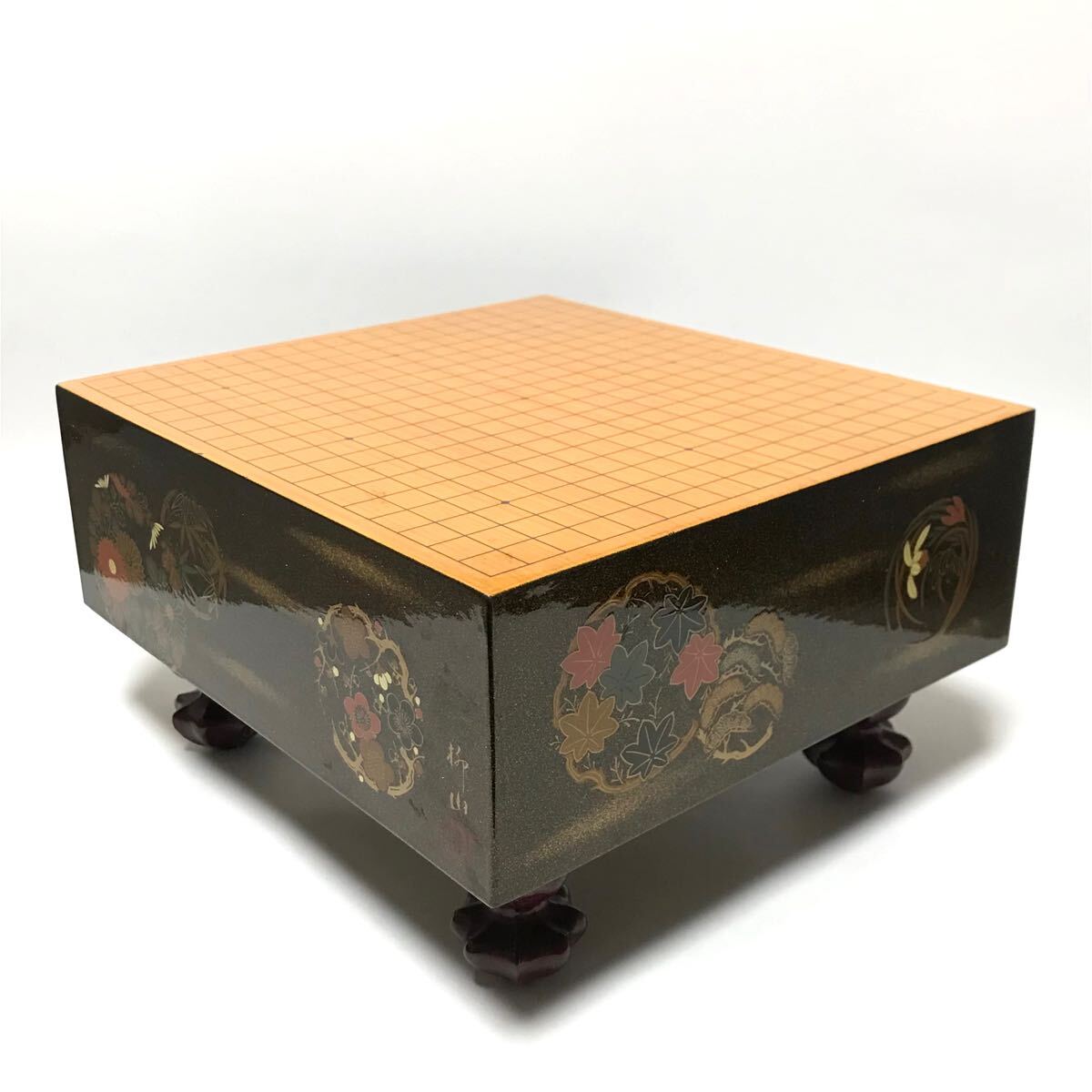 漆芸 碁盤 柳山作 金蒔絵 / ミニチュア 囲碁 碁盤 囲碁盤 姫碁盤 漆芸 碁盤 柳山作 金蒔絵 / ミニチュア 囲碁 碁盤 囲碁盤 姫碁盤