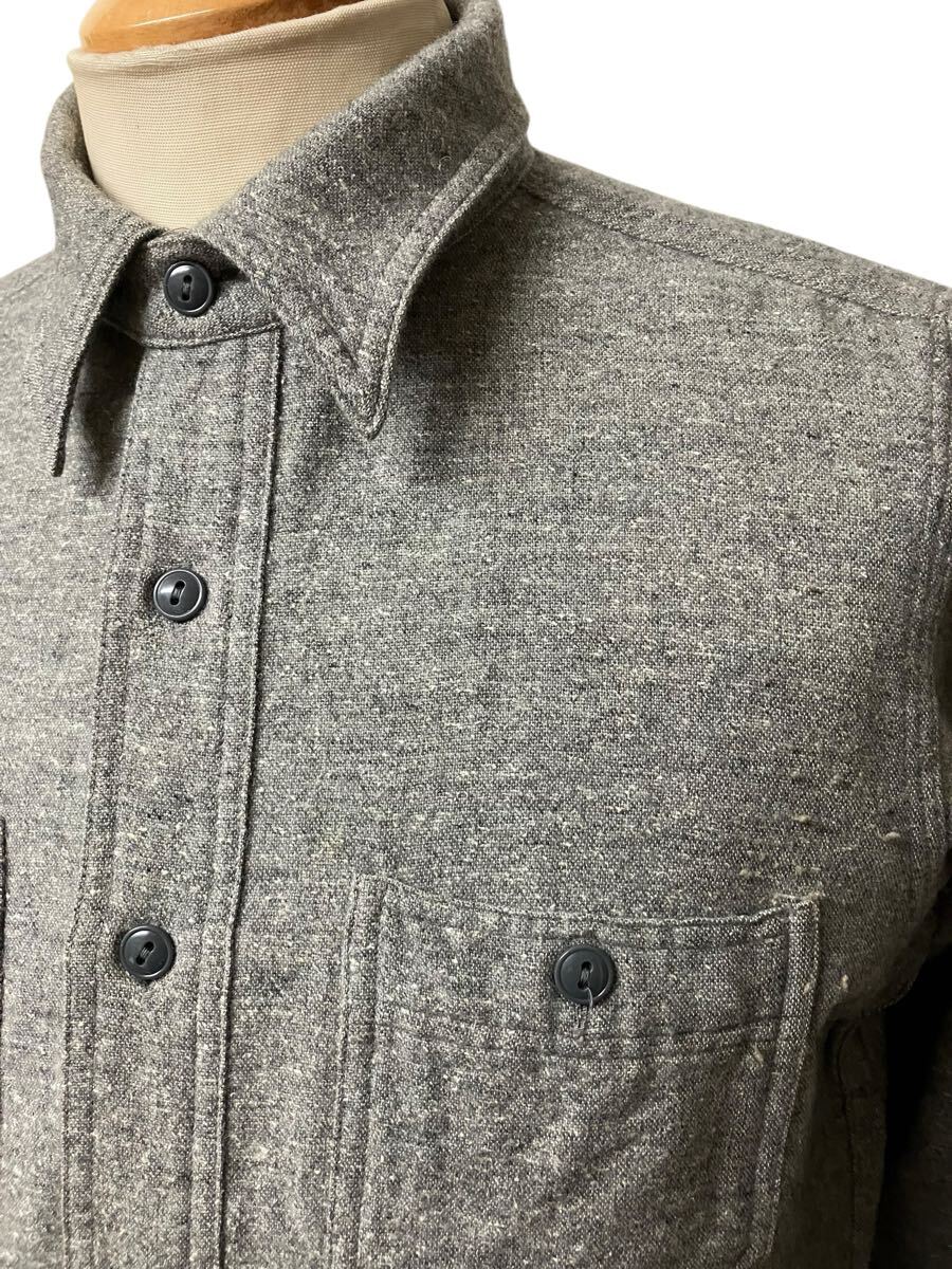 AtLast&Co アットラスト ごま塩 ウール シャツ 14 1/2 グレー AtLast&Co アットラスト ごま塩 ウール シャツ 14 1/2 グレー