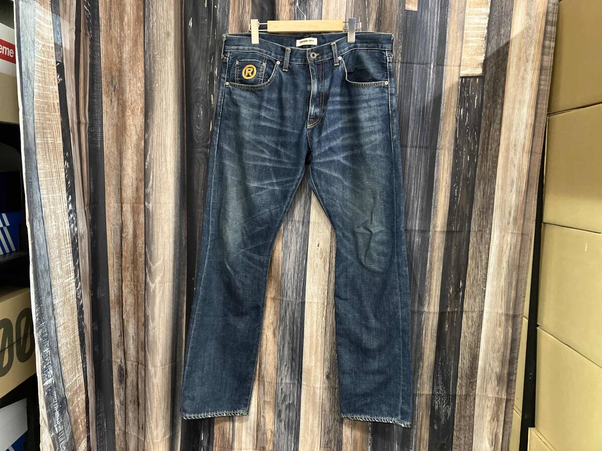 A BATHING APE アベイシングエイプ 王冠猿 インディゴ Lサイズ ジーンズ Gパン デニム ロングパンツ ストリート