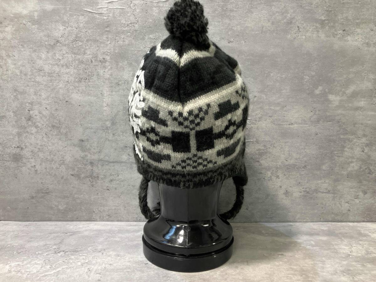 24FW Supreme × THRASHER Earflap Beanie ニット帽 ブラック×グレー系 シュプリーム スラッシャー