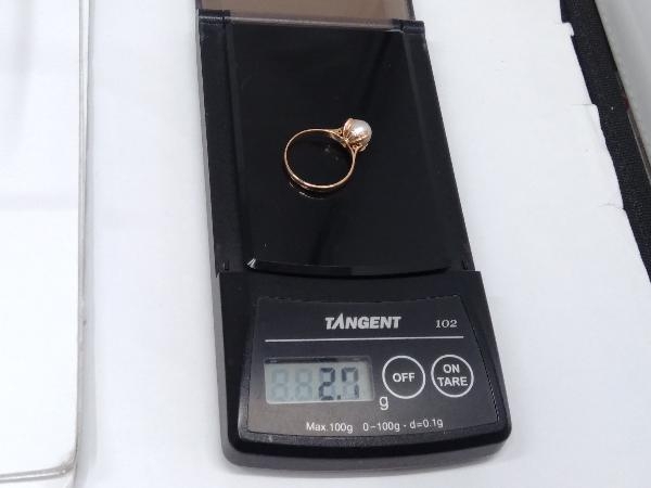 【新品仕上げ済/ソーティング付】 K18 真珠 リング 約14號(hào) 2.7g