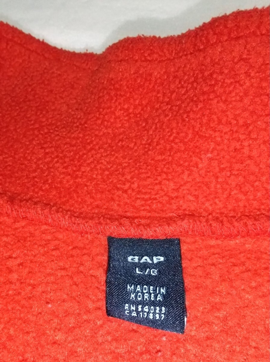 ☆GAP サイズL ハーフジップ長袖フリース朱色レッド赤スウェット ☆GAP サイズL ハーフジップ長袖フリース朱色レッド赤スウェット