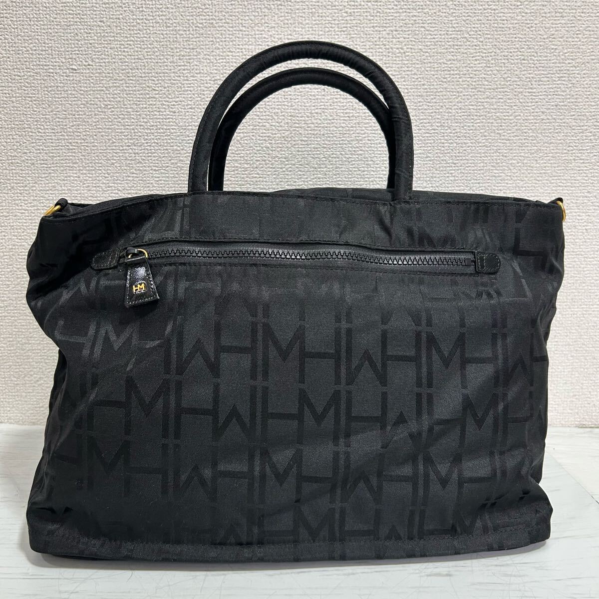美品 HANAE MORI レディース トートバッグ マザーズバッグ ハンドバッグ ナイロン 軽量 大容量 大きい 黒色 ブラック 総柄 可愛(ài)い ブランド