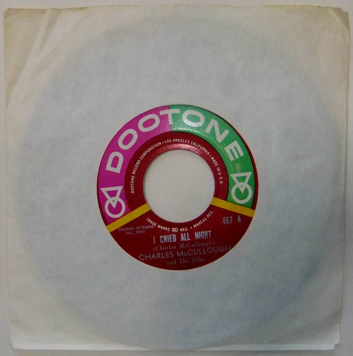 7" 45rpm / Charles McCullough & The Silks / I Cried All Night / Mary's Party / '62US Dootone / Doo-wop_画像3