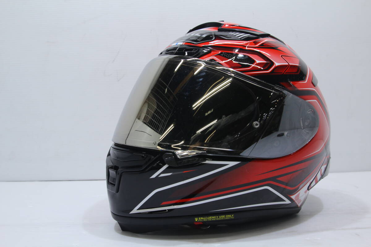 中古　SHOEI　フルフェイスヘルメット　エアロダイン　赤/黒　Mサイズ　ミラーシールド　袋付き　制造2020年6月22日