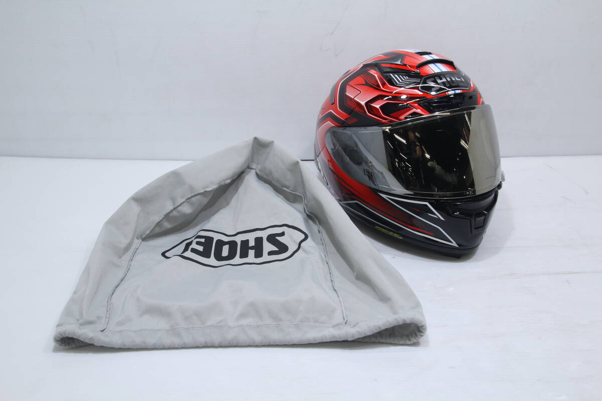 中古　SHOEI　フルフェイスヘルメット　エアロダイン　赤/黒　Mサイズ　ミラーシールド　袋付き　制造2020年6月22日