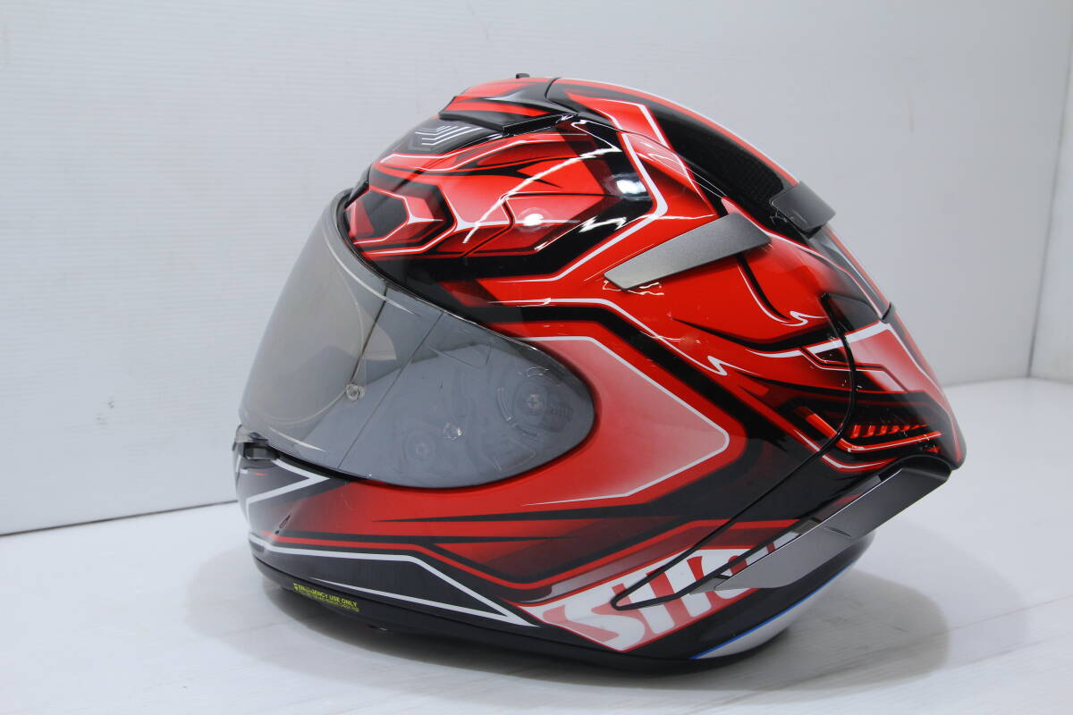 中古　SHOEI　フルフェイスヘルメット　エアロダイン　赤/黒　Mサイズ　ミラーシールド　袋付き　制造2020年6月22日