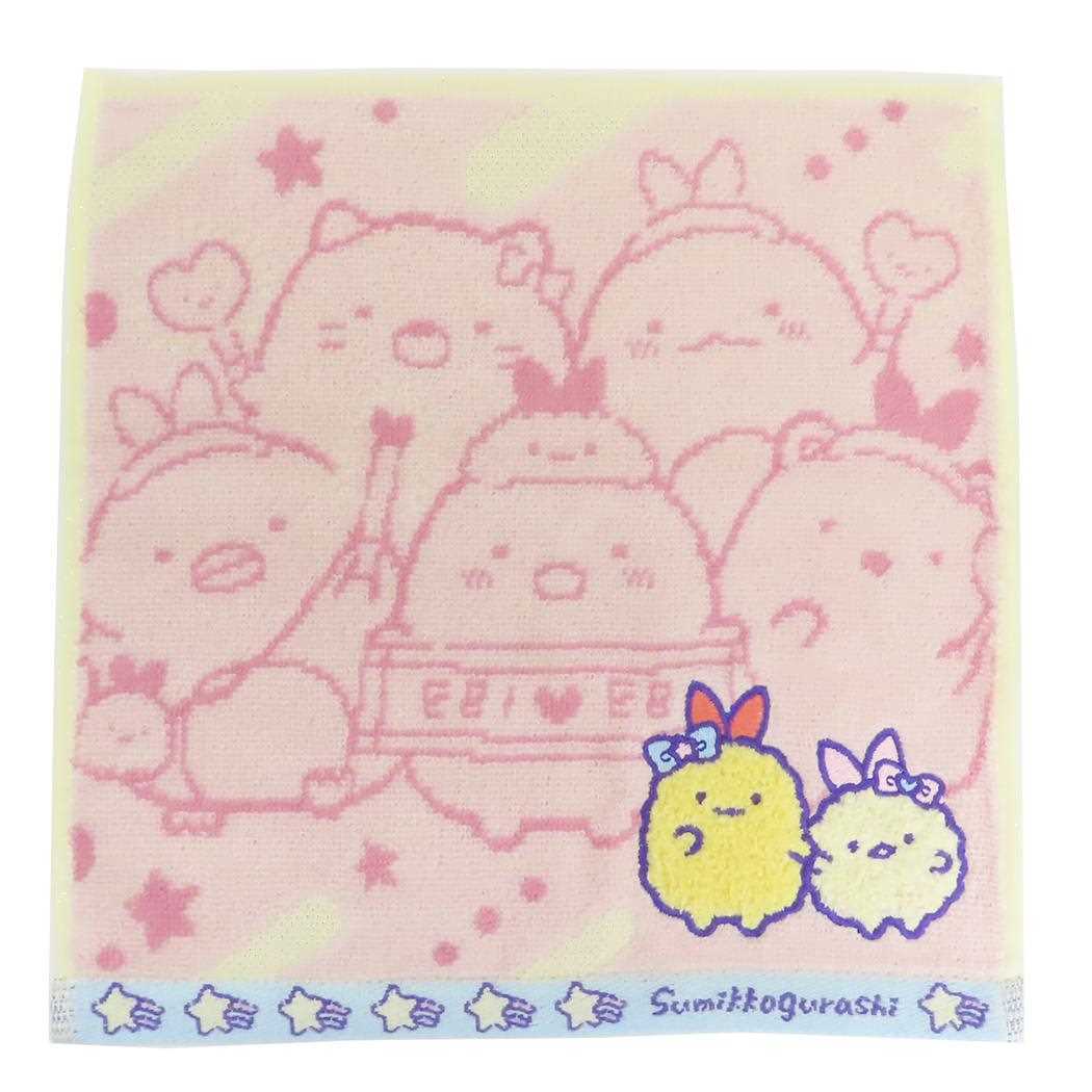 すみっコぐらし ハンドタオル 無撚糸パイルジャカード ミニタオル オーガニックコットン 天使なえびてん サンエックス 丸眞 抗菌防_画像1