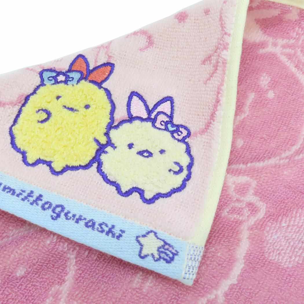 すみっコぐらし ハンドタオル 無撚糸パイルジャカード ミニタオル オーガニックコットン 天使なえびてん サンエックス 丸眞 抗菌防_画像2
