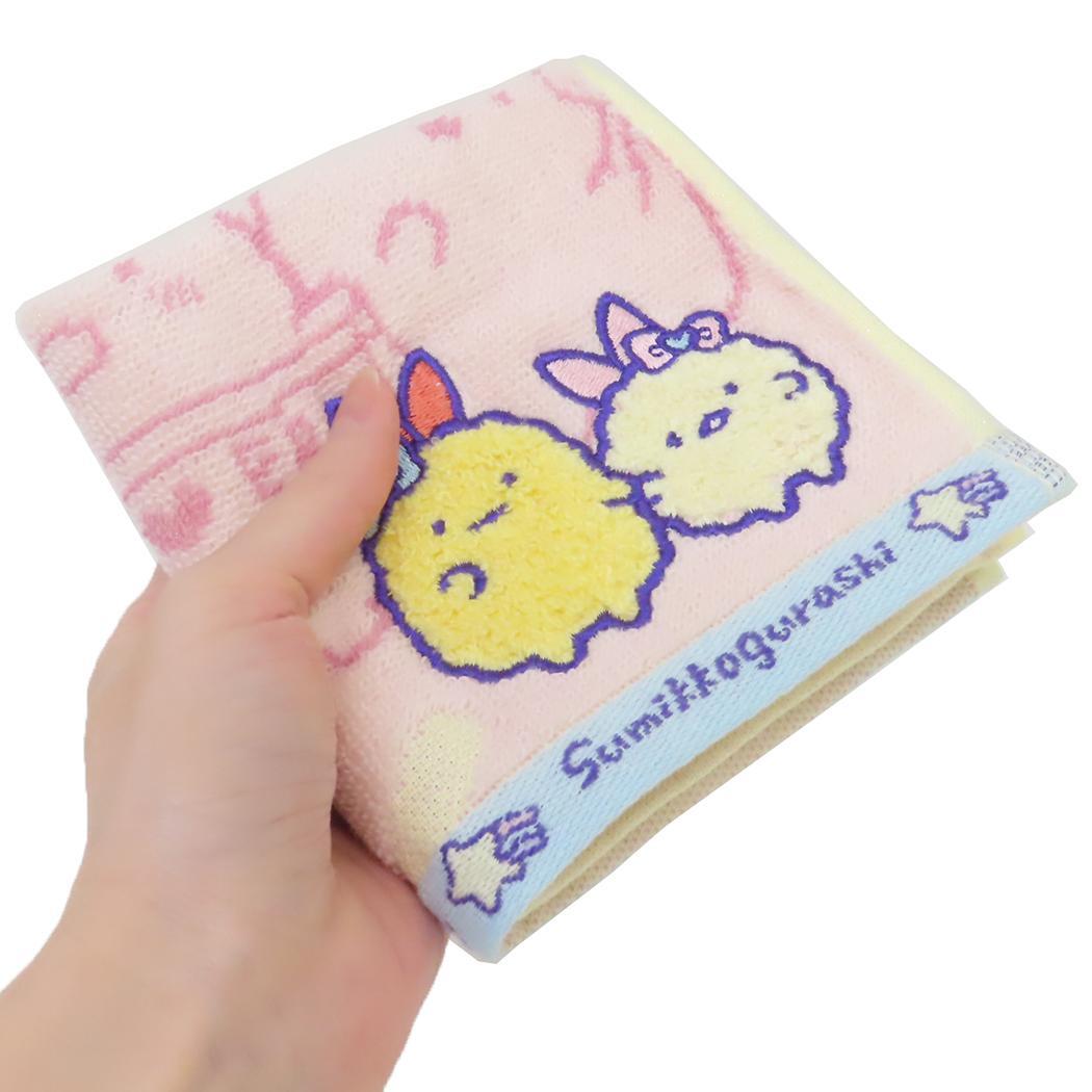 すみっコぐらし ハンドタオル 無撚糸パイルジャカード ミニタオル オーガニックコットン 天使なえびてん サンエックス 丸眞 抗菌防_画像3