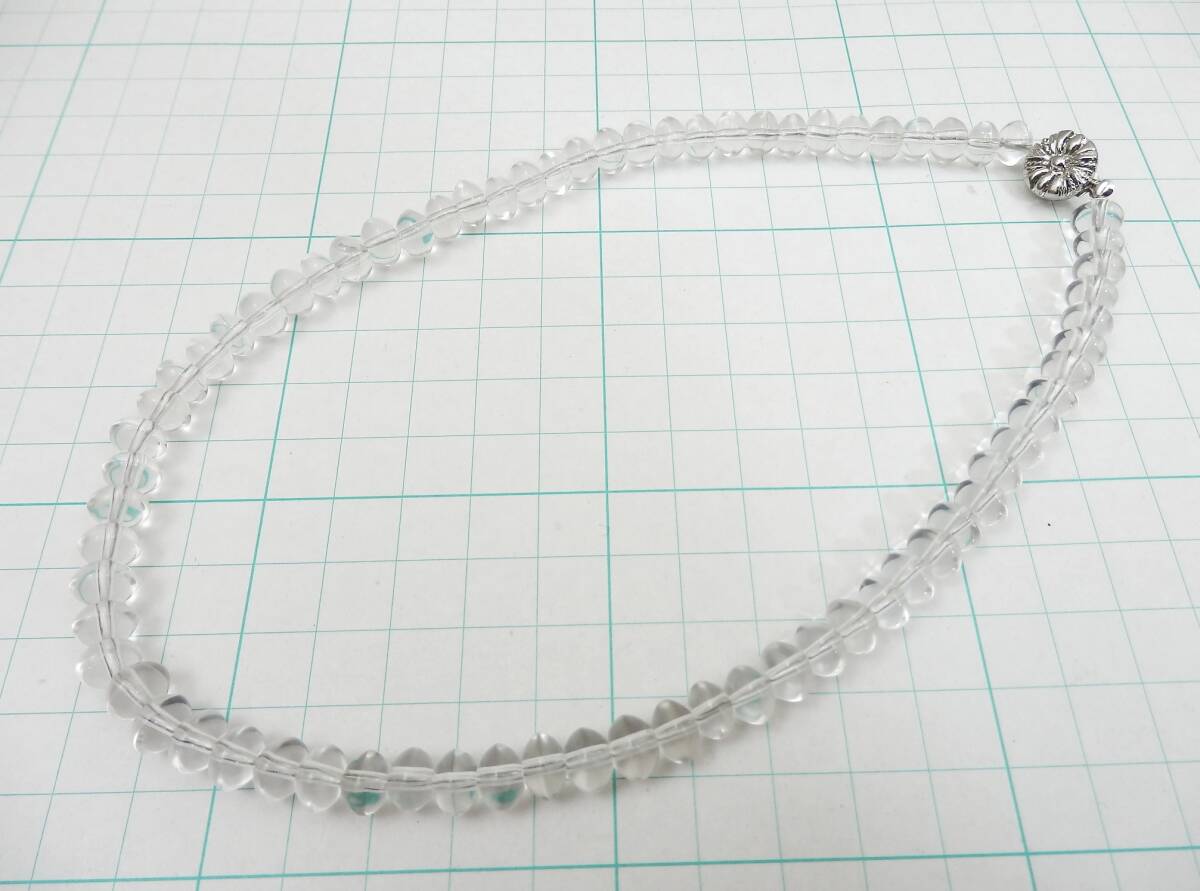 SILVER留め具 天然白水晶 希少珠形 クォーツネックレス 41ｃｍ 約35ｇ 現(xiàn)狀品 売り切り