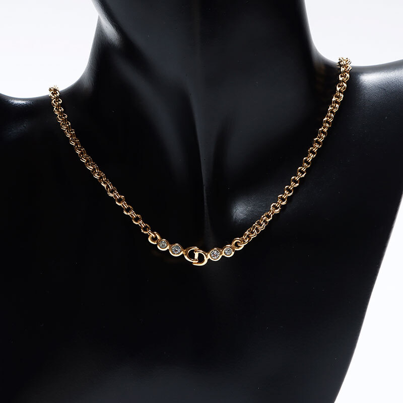  Christian Dior Christian Dior колье стразы Gold 