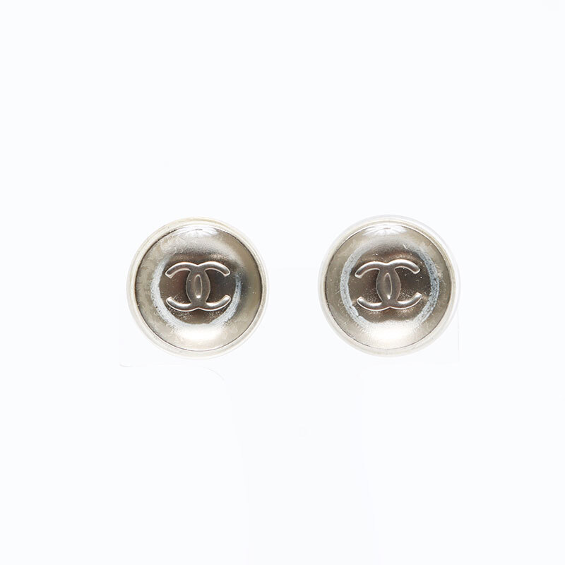 シャネル CHANEL ピアス 99C 1999年 ココマーク クリア ラウンド シルバー