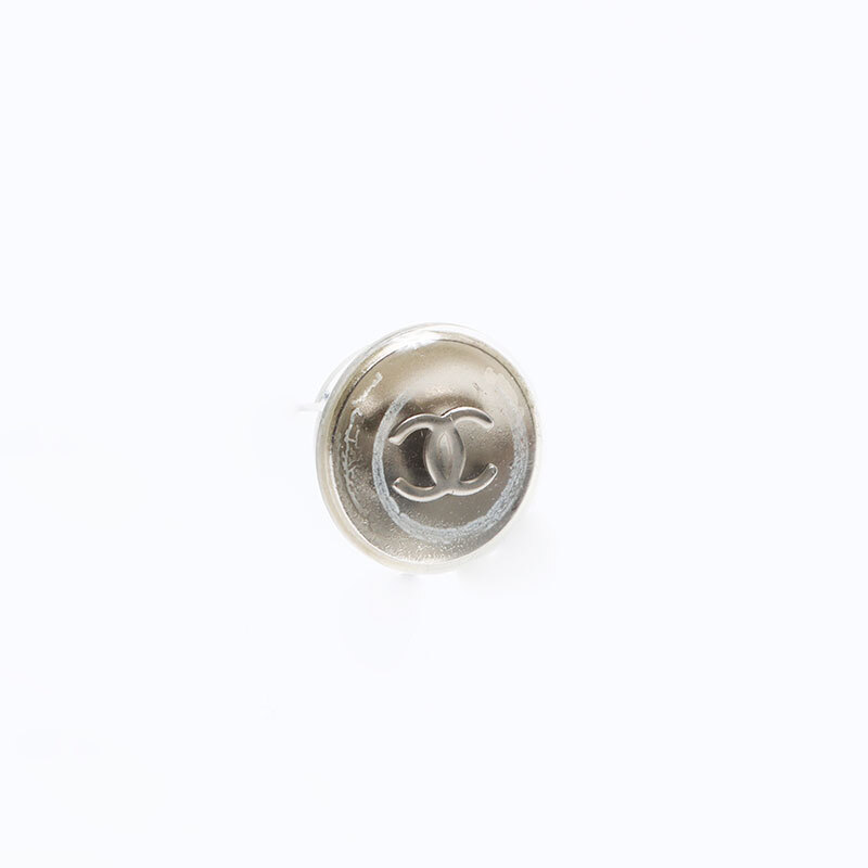 シャネル CHANEL ピアス 99C 1999年 ココマーク クリア ラウンド シルバー