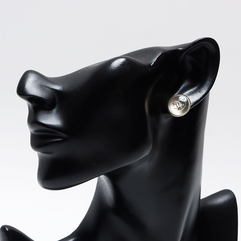 シャネル CHANEL ピアス 99C 1999年 ココマーク クリア ラウンド シルバー