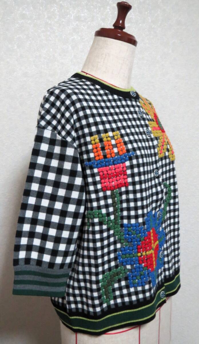 606★新品★アルベロベロ ALBEROBELLO★手仕事刺繍★春ニット★7分袖★