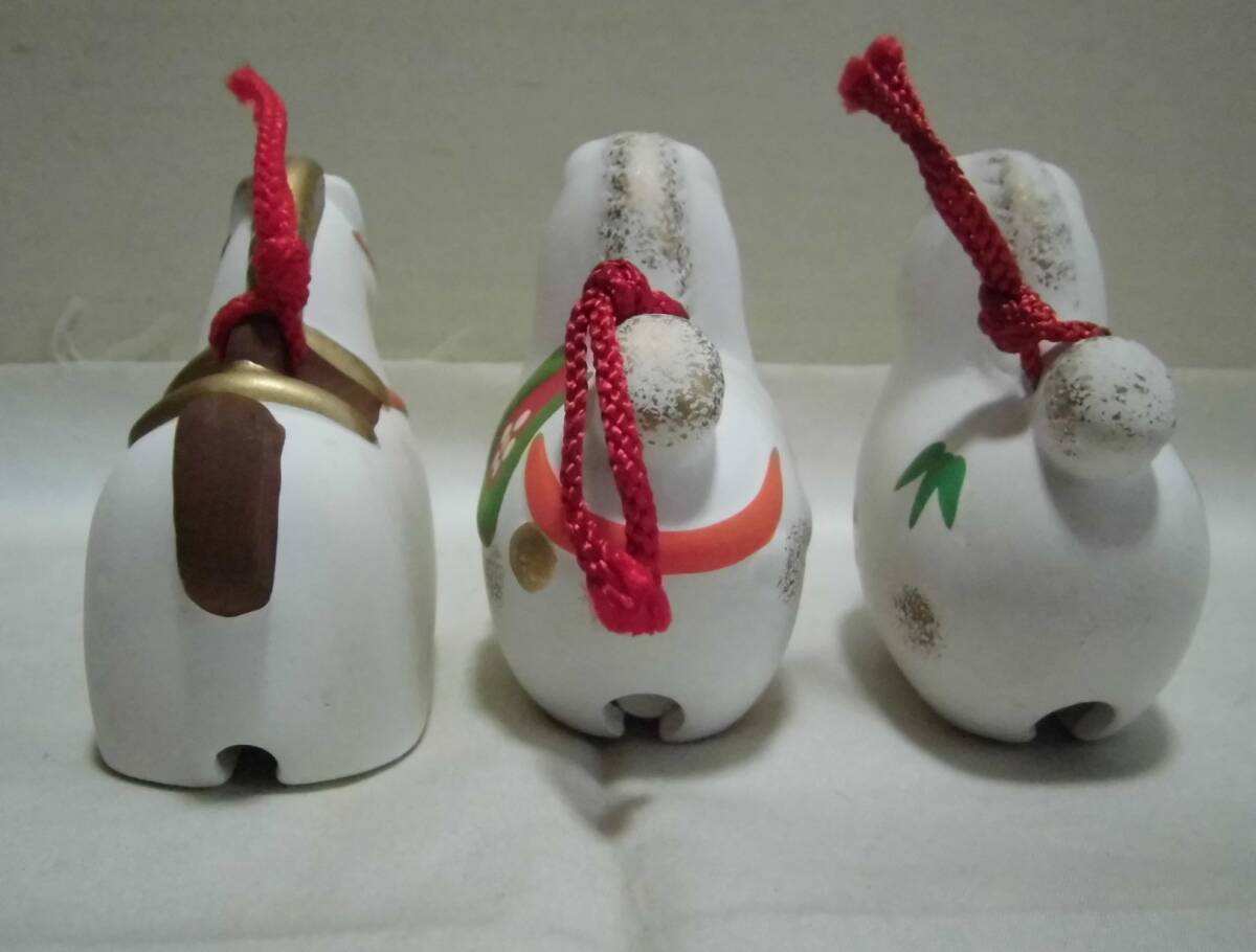 土鈴 干支置物 午 3点 馬 うま 金彩 色絵 十二支 土人形 陶人形