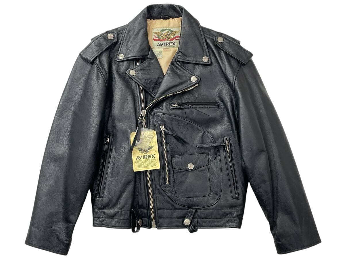 未使用品 Sサイズ AVIREX アビレックス STYLE 213433 カウレザー 牛革 ダブルライダースジャケット Dポケット Howling Wolf_画像2