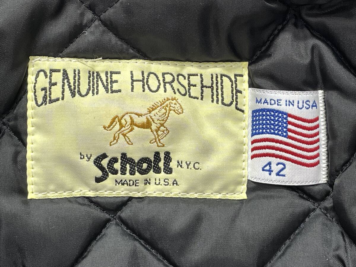 最新モデル 極美品 42 SCHOTT 641HH ショット ホースハイド 馬革 シングルライダースジャケット 立ち襟