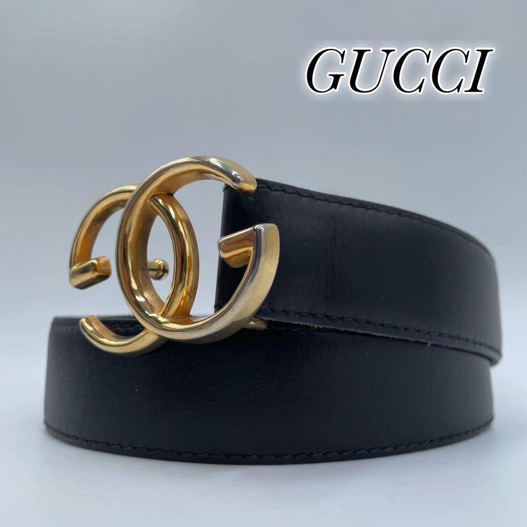GUCCI グッチ ダブルGロゴ ビックロゴ レザーベルト GGバックル GUCCI グッチ ダブルGロゴ ビックロゴ レザーベルト GGバックル