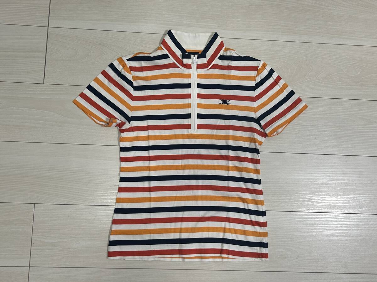 ★BURBERRY GOLF バーバリー ゴルフ 半袖 ハーフジップ カットソー ポロシャツ ボーダー M★